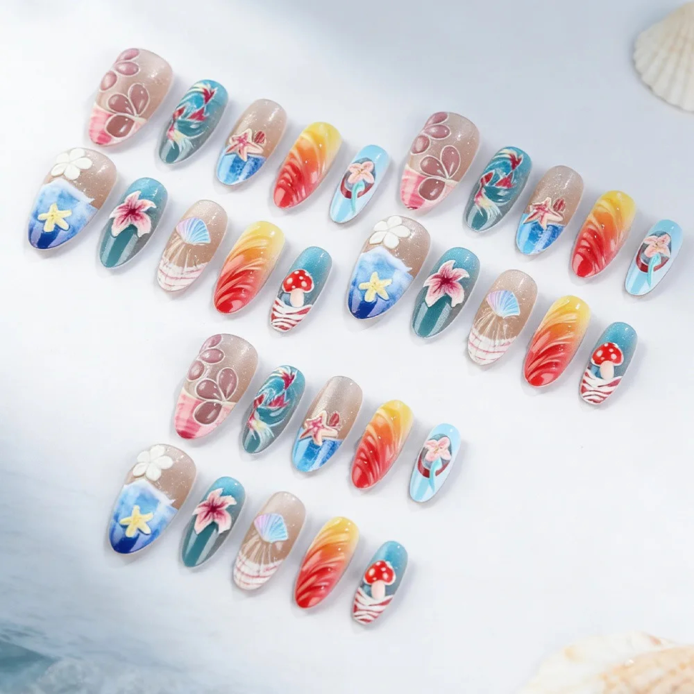 3D Ocean Press-On Nails