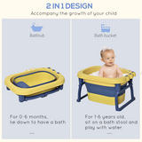 Foldable Baby Bathtub with Stool - Yellow - image 4