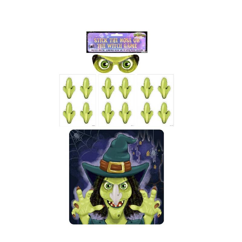 Stick the Nose on the Witch Halloween Game – 14 Piece Party Game