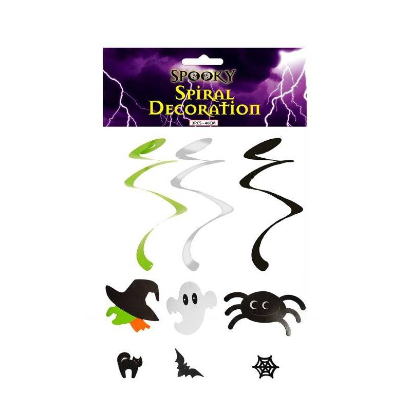 Hanging Halloween Spiral Decorations 46cm – Pack of 3 Assorted Designs