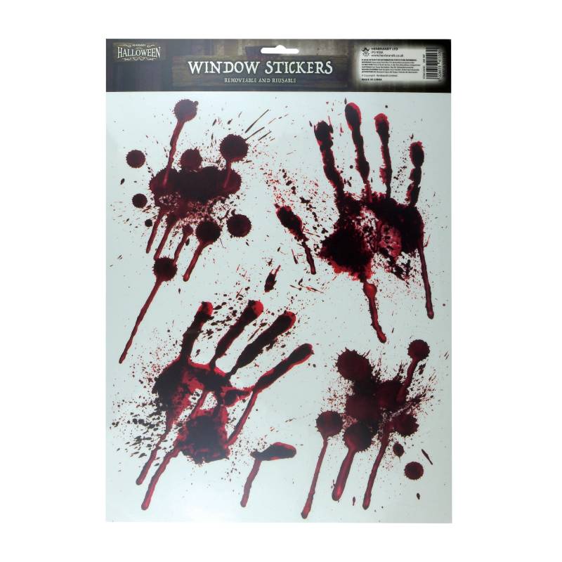 Bloody Hand Window Stickers – Removable Reusable Halloween Decorations