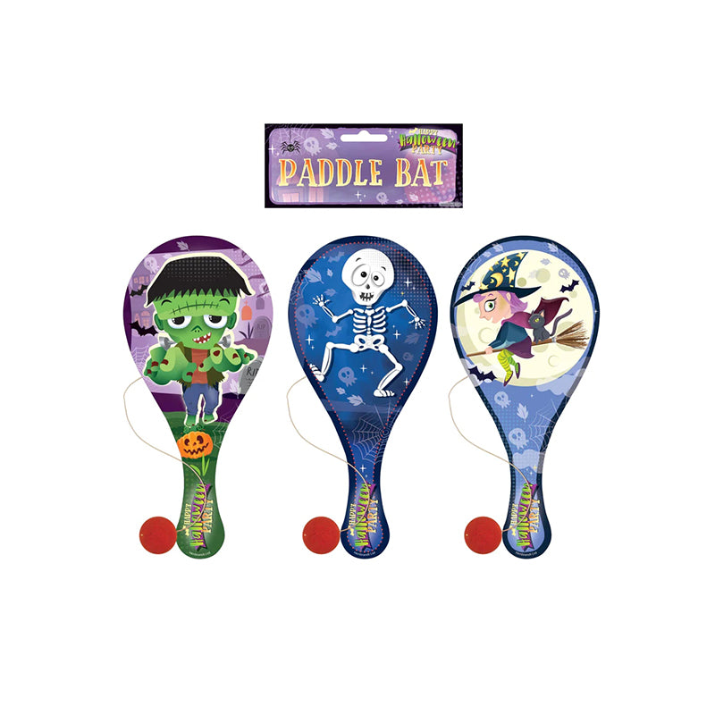 Halloween Wooden Paddle Bat and Ball Game 22cm – 3 Assorted Designs
