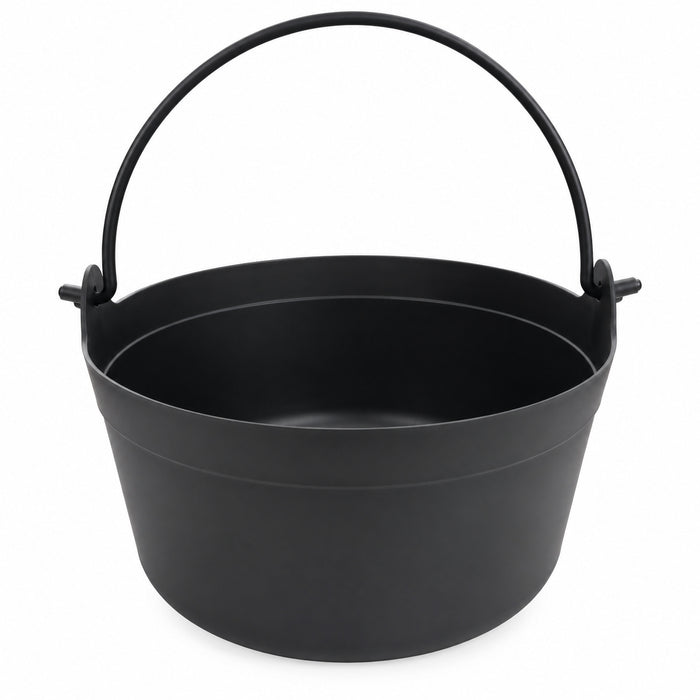 Black Plastic Cauldron Bucket with Handle – Halloween Trick or Treat Sweet Bowl