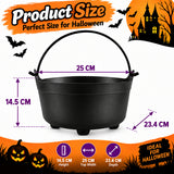 Black Plastic Cauldron Bucket with Handle – Halloween Trick or Treat Sweet Bowl