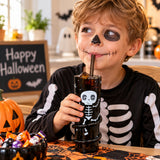 Halloween Tumbler Set of 2 – Spiral Straw Skeleton & Ghost Cups