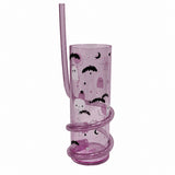 Halloween Spiral Straw Tumbler Set – 2 Pack Skeleton & Ghost Cups with Coiled Straws