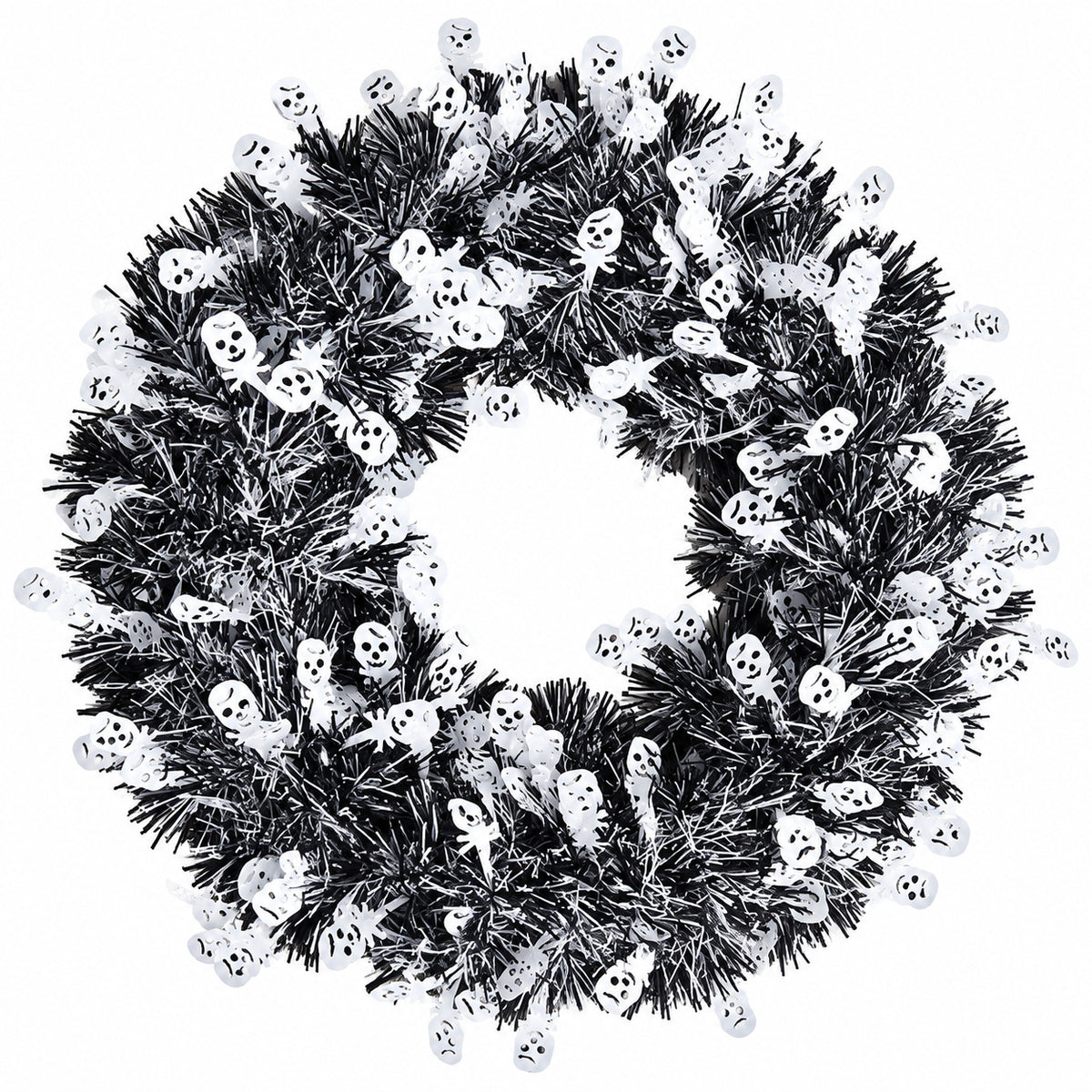 Halloween Skull & Pumpkin Floral Wreath – Spooky Door, Wall & Party Decoration