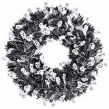 Halloween Skull & Pumpkin Floral Wreath – Spooky Door, Wall & Party Decoration