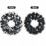 Halloween Skull & Pumpkin Floral Wreath – Spooky Door, Wall & Party Decoration