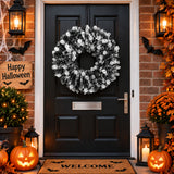 Halloween Skull & Pumpkin Floral Wreath – Spooky Door, Wall & Party Decoration