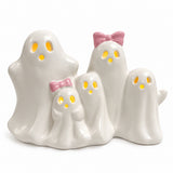 Set of 5 LED Ceramic Ghost Decorations – Light-Up Halloween Ghost Figurines