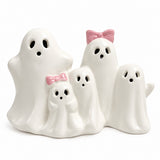 Set of 5 LED Ceramic Ghost Decorations – Light-Up Halloween Ghost Figurines