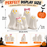 Set of 5 LED Ceramic Ghost Decorations – Light-Up Halloween Ghost Figurines