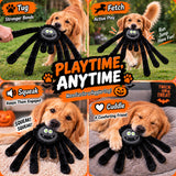 Halloween Squeaky Spider Dog Toy – Plush Crinkle Legs Pet Toy