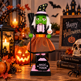 25cm Halloween Wooden Nutcracker – Hand-Painted Skeleton, Pumpkin & Witch Figurine Decoration