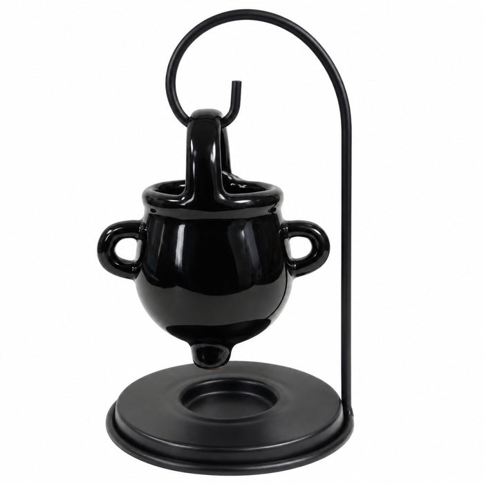 Hanging Witch's Cauldron Oil Burner – Ceramic Halloween Wax Melt & Tealight Holder