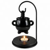 Hanging Witch's Cauldron Oil Burner – Ceramic Halloween Wax Melt & Tealight Holder