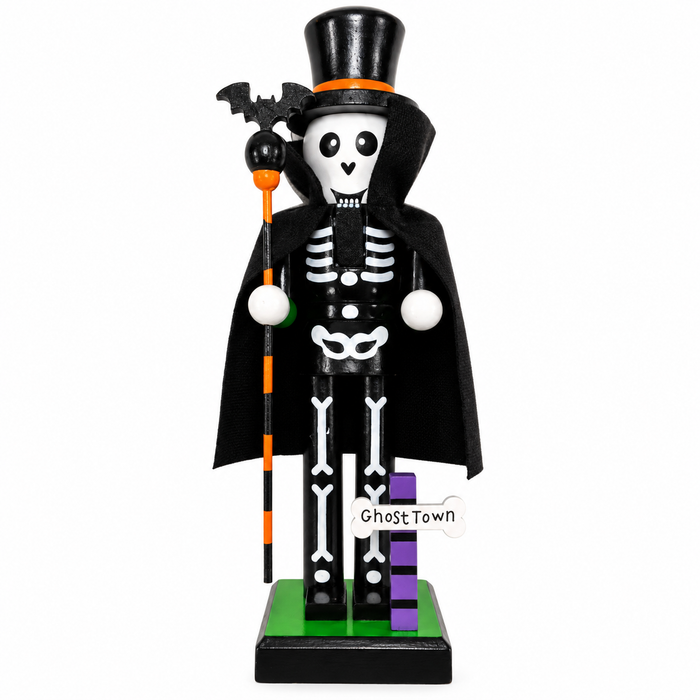 Halloween Nutcracker Decoration 25cm – Wooden Witch, Pumpkin, Skeleton & Mummy Figurine
