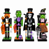 Halloween Nutcracker Decoration 25cm – Wooden Witch, Pumpkin, Skeleton & Mummy Figurine