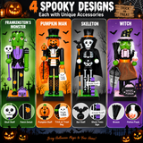 Halloween Nutcracker Decoration 25cm – Wooden Witch, Pumpkin, Skeleton & Mummy Figurine