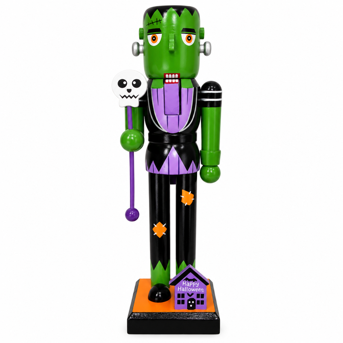 Halloween Nutcracker Figurine – 25cm Wooden Witch, Pumpkin, Skeleton & Mummy Decoration