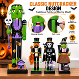 Halloween Nutcracker Figurine – 25cm Wooden Witch, Pumpkin, Skeleton & Mummy Decoration