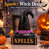Witches Spell Book Ornament with Witch Hat – 20cm Halloween Resin Decoration