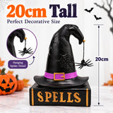 Witches Spell Book Ornament with Witch Hat – 20cm Halloween Resin Decoration