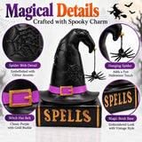 Witches Spell Book Ornament with Witch Hat – 20cm Halloween Resin Decoration