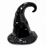 Halloween Witch Hat Tealight Holder – Black Ceramic Star & Moon Candle Holder