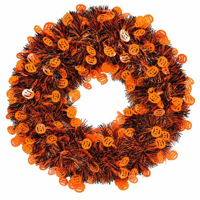 Halloween Wreath with Skull & Pumpkin – Spooky Floral Door & Wall Decoration