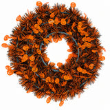 Halloween Wreath with Skull & Pumpkin – Spooky Floral Door & Wall Decoration