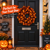 Halloween Wreath with Skull & Pumpkin – Spooky Floral Door & Wall Decoration