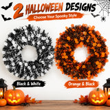 Halloween Wreath with Skull & Pumpkin – Spooky Floral Door & Wall Decoration