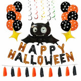 Halloween Bat Balloon Decoration Set – Polka Dot, Letter, Tassel & Star Balloons