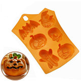 Halloween Silicone Mould – 6 Cavity Pumpkin, Ghost, Bat & Skull Cake, Soap & Candle Mould