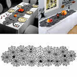 Halloween Spider Web Table Cloth – Cobweb Fireplace, Party & Window Decoration