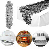 Halloween Spider Web Table Cloth – Cobweb Fireplace, Party & Window Decoration