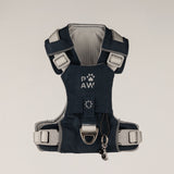 PAW - XS (2-4Kg) Dog Step-in Guardian Harness with Reflective Mesh - Rock Grey - Black Obsidian Charm