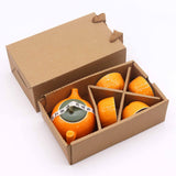 Herbal Orange Teapot Set with Four Cups