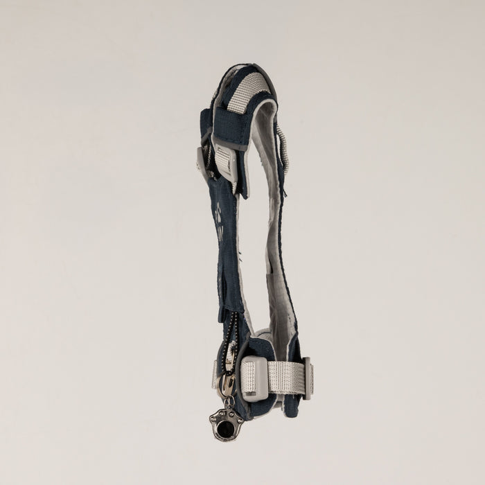 PAW - XS (2-4Kg) Dog Step-in Guardian Harness with Reflective Mesh - Rock Grey - Black Obsidian Charm