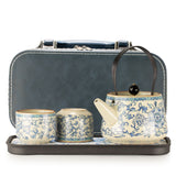Travel Teapot Set with Two Cups - China Ru Blue