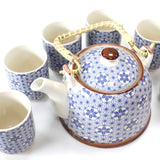 Herbal Teapot Set – Blue Star with Metal Strainer & 6 Cups
