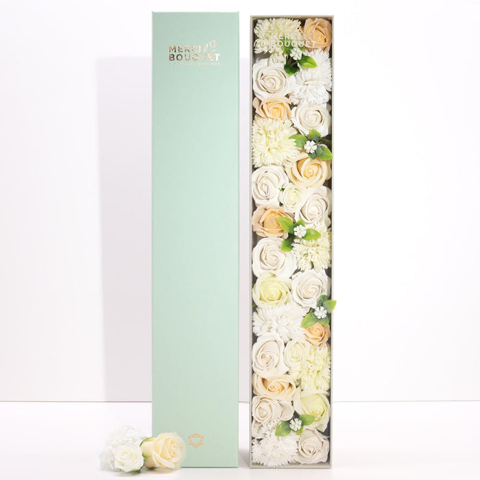Wedding Blessings Extra-Long Soap Flower Gift Box - White & Ivory
