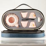 Travel Teapot Set with Four Cups - Pink Vintage Pumpkin Style