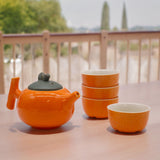 Herbal Orange Teapot Set with Four Cups