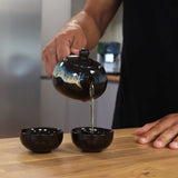 Herbal Black Glaze Teapot Set with Two Cups