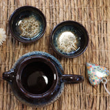 Herbal Black Glaze Teapot Set with Two Cups