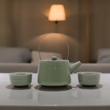 Herbal Jade Teapot Set with Two Cups