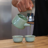 Herbal Jade Teapot Set with Two Cups